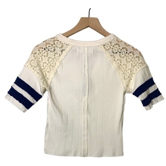Free People We The Free Sun Glow Top Small NWOT White and Blue - Picture 6 of 6